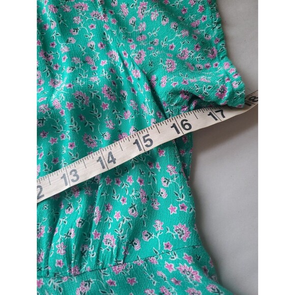 Womens Sz 8 Dress Ditsy Floral Print Above Knee Green V-Neck Short Sleeves - Picture 9 of 14